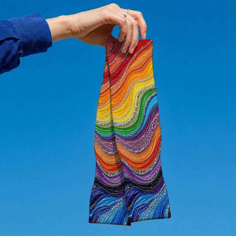 TEMU 1 Pair Of Unisex Cooling Arm Sleeves With Colorful Wavy Pattern Print, Featuring A Vibrant Design. Suitable For Running, Fishing, Cycling, And