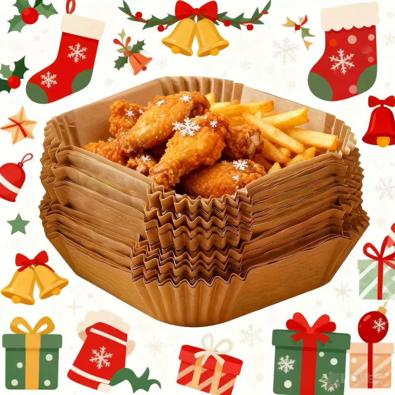 item picture 52/102pcs Non-Stick Air Fryer Gasket Disposable Baking Paper Pads - Oil & Water Resistant, Heat-Resistant, Easy-Clean, Perfect for Christmas, Easter, Mother'S Day, Holiday Gifts, Festive Cooking, Easy Clean Material