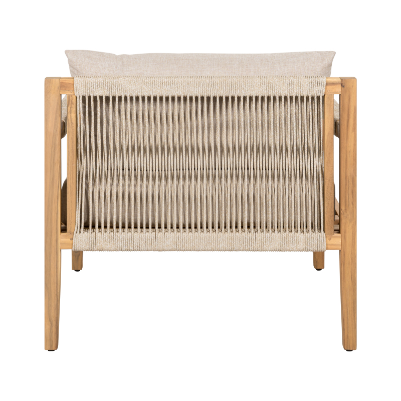 Acacia And Beige Rope Lounge Chair with Ceramic Tile Side Table Set