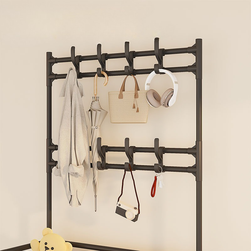 Vertical Shelf Minimalist Metal Standing Rack, Compact Wardrobe Storage System for Small Spaces, Reinforced Shoe, Bag, and Coat Hanging Organizer Standing Shelf, Standing Shelf