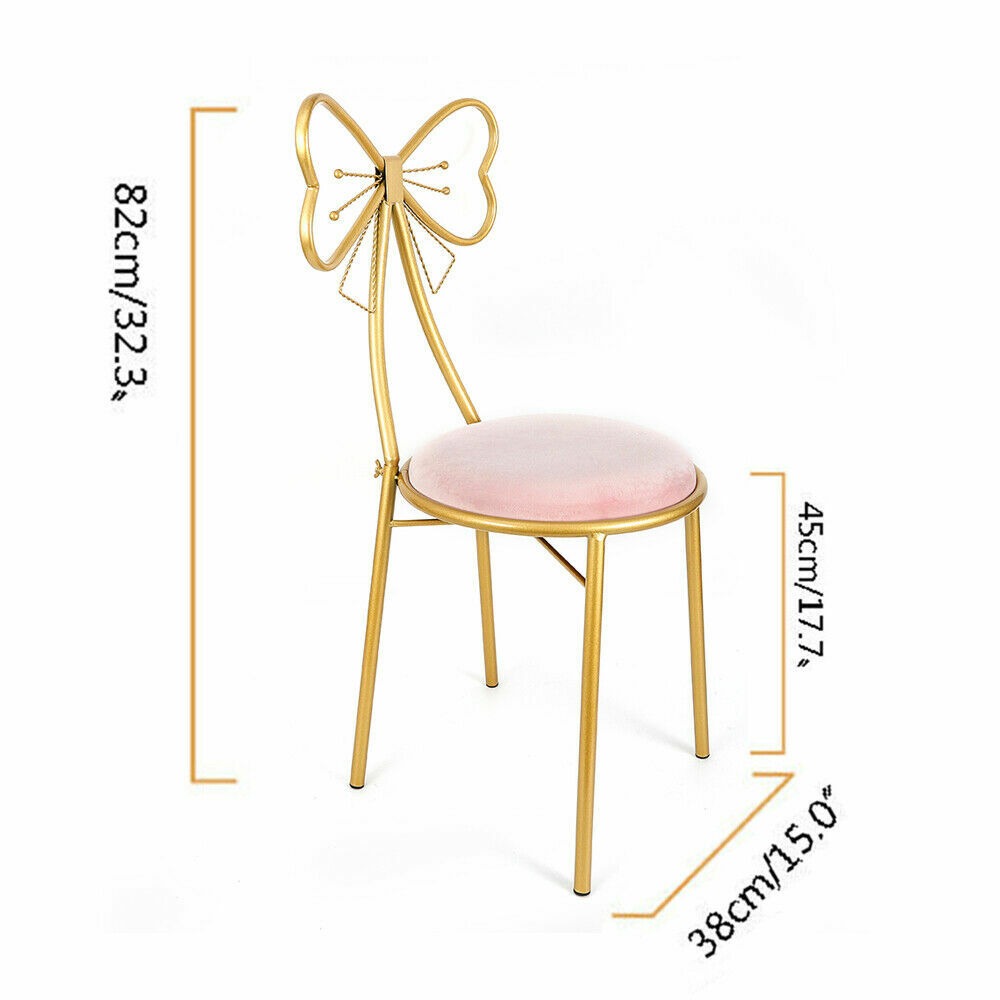 TEMU Modern 100kg Dressing Table Makeup Chair With Stool Pink Backrest Pink Vanity Velvet Chair