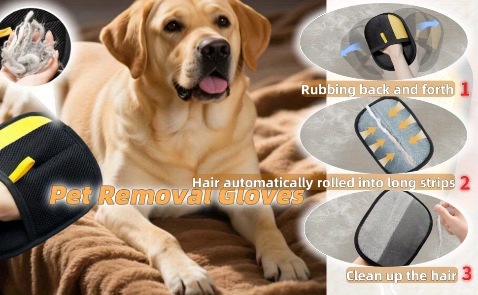 4 Brosses de Dépilation Ménagères, Outil de Dépilation de Poils d'Animaux, Gants de Dépilation à Électricité Statique, Réutilisables, Pratiques et Rapides, Adaptés à Divers Environnements