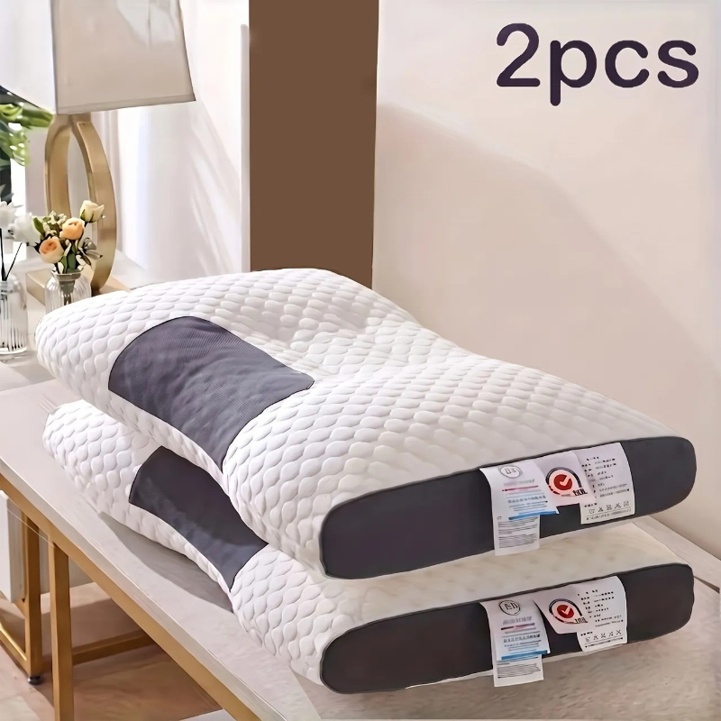 2/4pcs White Ergonomic Pillows, Detachable Washable Pillowcase & Premium Pillow Core, Soft Neck Support Pillows, Ideal For Side, Back & Stomach Sleepers For All-night Cozy Rest
