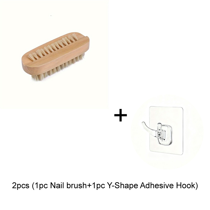 2pcs Double-Sided Nail Brush Set with Adhesive Hook