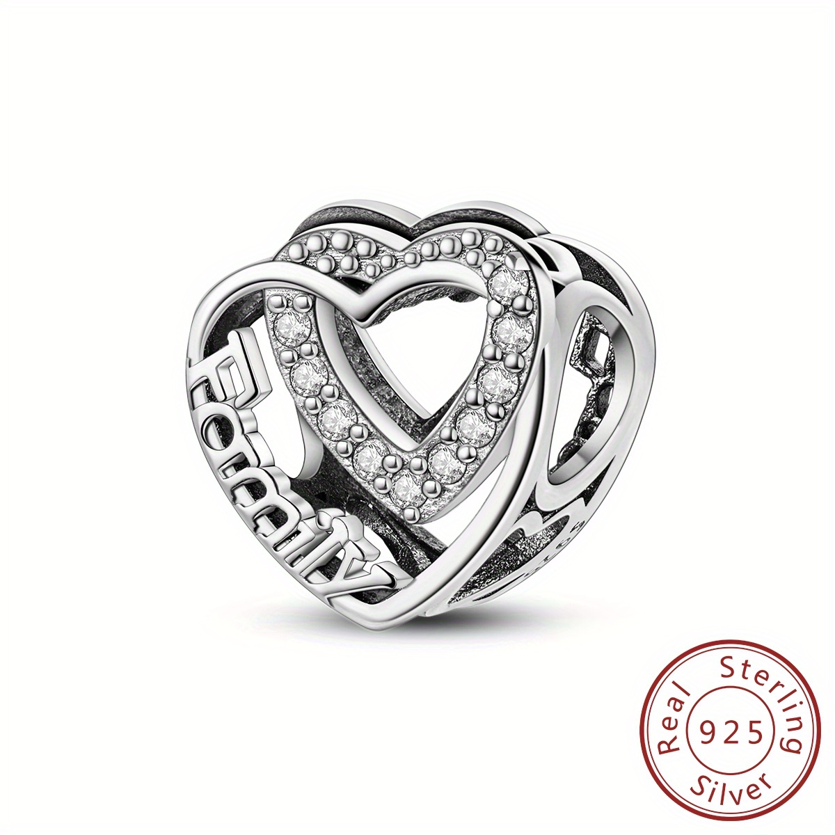 1pc Genuine 925 Sterling Sparkling Cubic Synthetic Zirconia Vintage Hollow Heart Charms Fit Bracelet Necklace Pendant Beads For Making Women Birthday Jewelry Gift