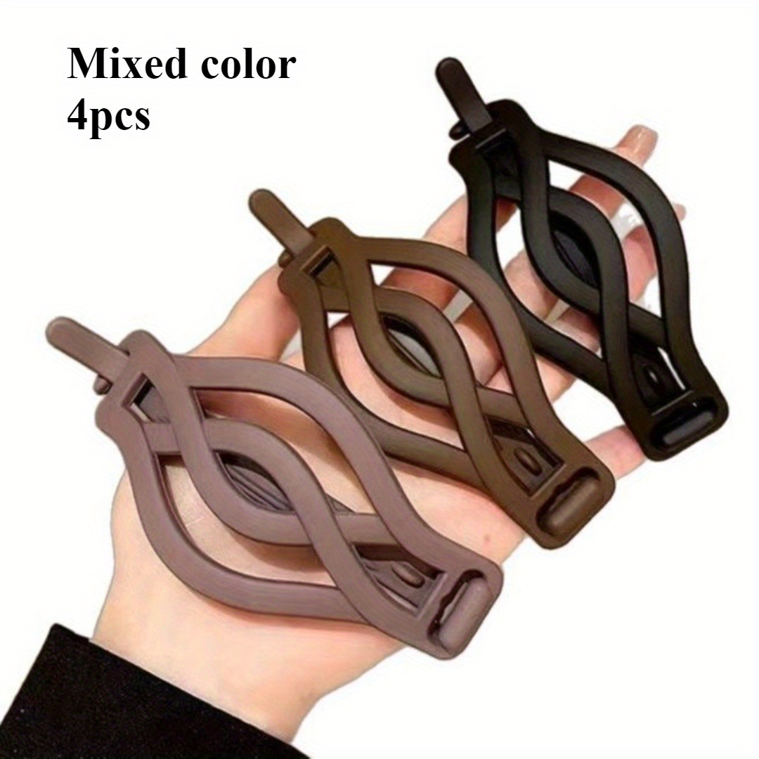 4pcs Set Large Plastic Hair Clips - Elegant Frosted Twist Barrettes For Women And S - Durable Solid Color Hair Accessories For Valentine's Day