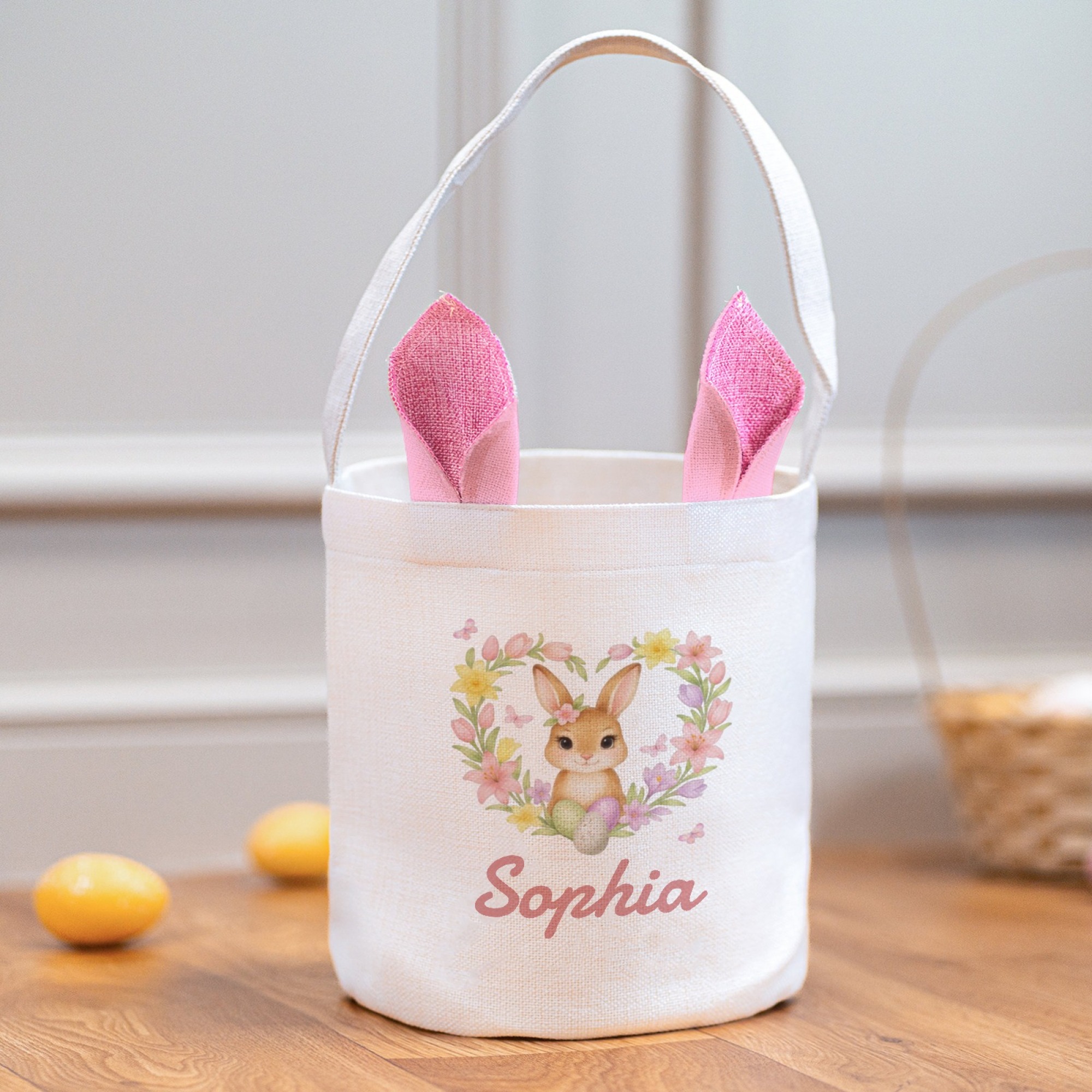 Image of Personalized Gift Bags, Custom Name Bunny Bags, Easter Party Gift Bags, Gift Bags, And Easter Basket Bags Perfectly Showcase The Easter Holiday Atmosphere