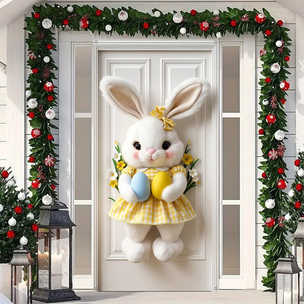 

Easter Bunny Door Cover, Design, Polyester Insulated Door Curtain, Warm And , Fits Room Types, No Electricity Needed