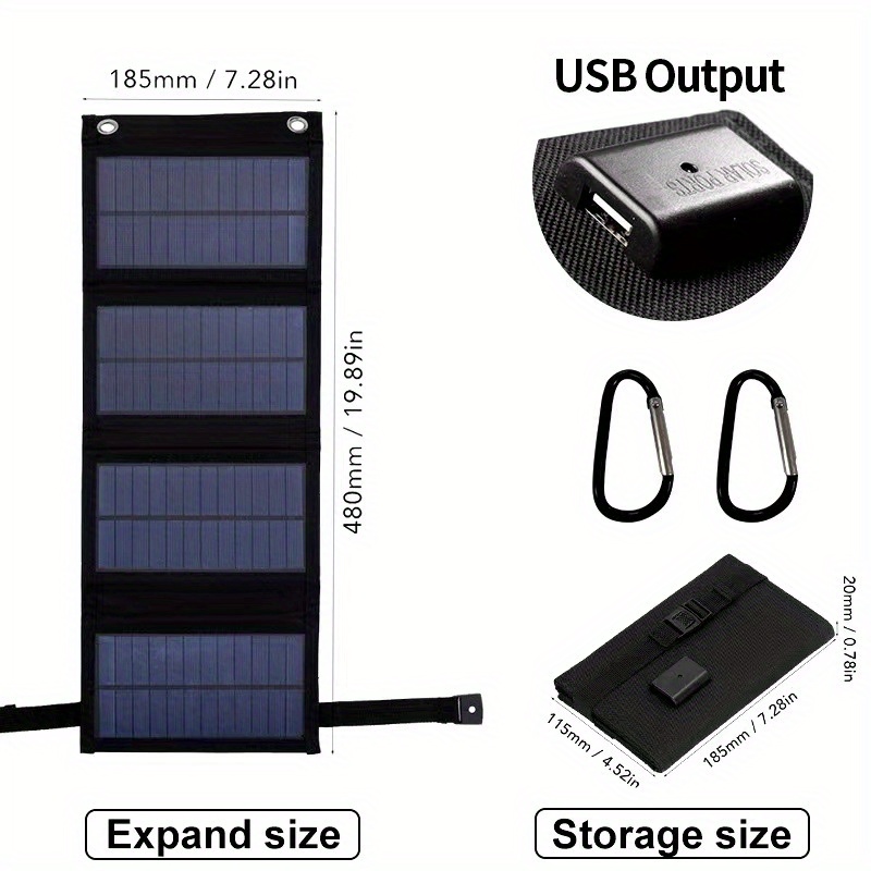 Panel solar plegable de 35W, cargador solar portátil compatible con iPhone, iPad, Samsung, LG y bancos de energía, ideal para acampar y viajar al aire libre.