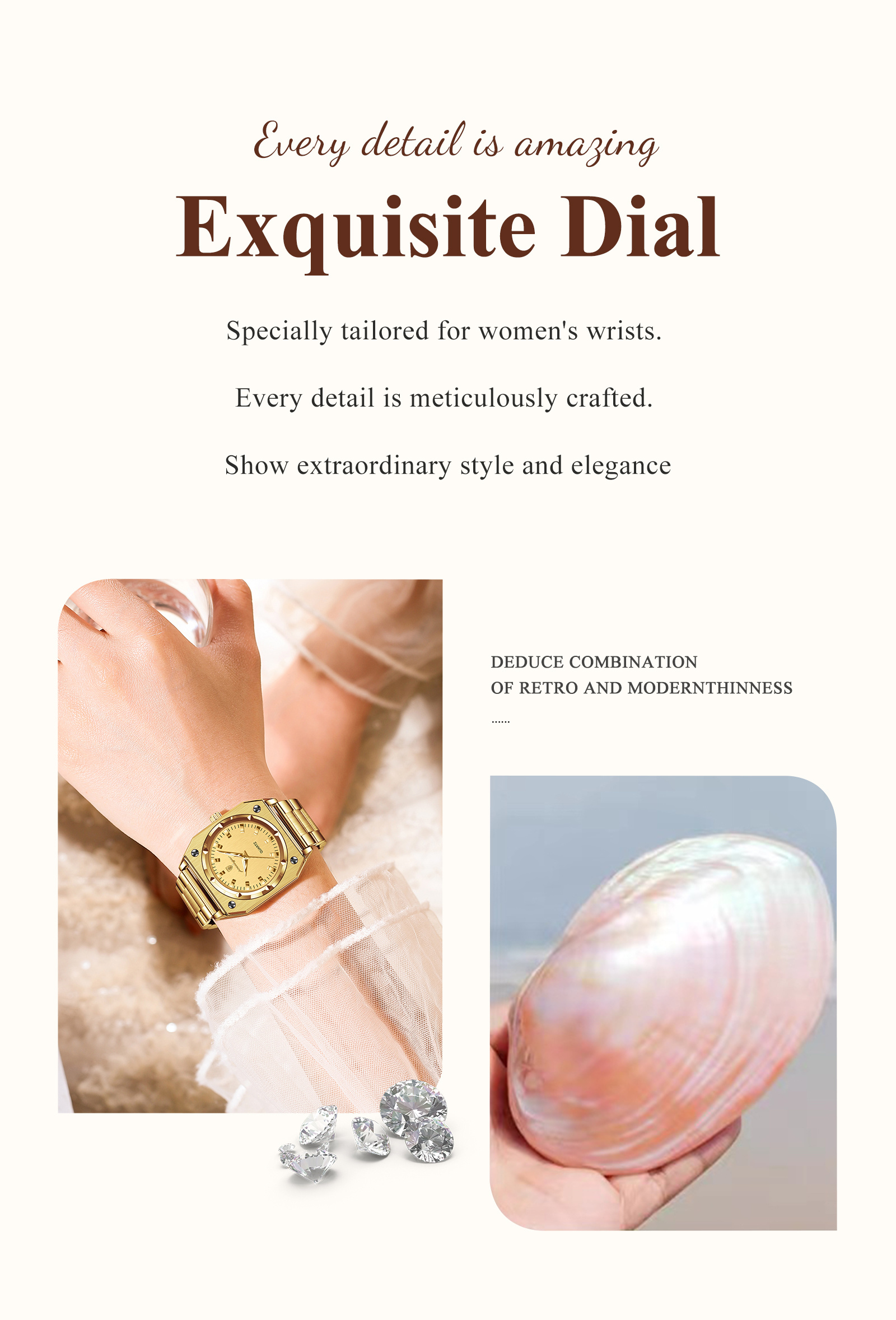   luxury high quality womens   light waterproof womens watch stainless   quartz watch details 1