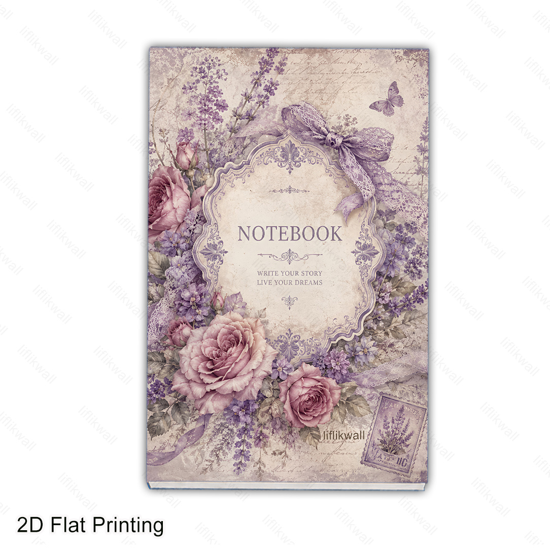 TEMU LIFLIKWALL 2D Flaches 96 verschiedene Vintage Floral A5 Memo Buch, zarte Blumen-Illustrationen, dickes, mattes Schreibpapier, ideal zum