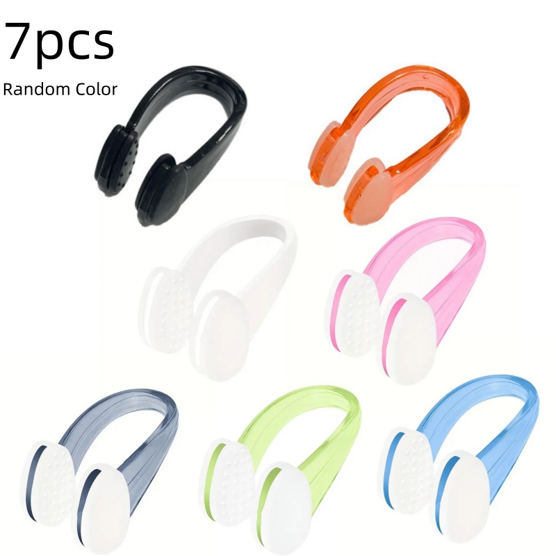 TEMU 7pcs Silicone Swimming Nose Clips With Random And Comfortable Colors, Fit To , Prevent Choking On Water. Adult Professional Swimming Training,