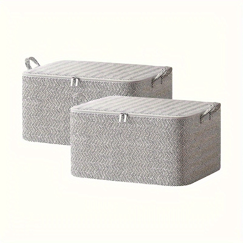 

Gray Foldable Storage Bins With Lids - Polyester Fabric Organizers For Clothes, Blankets, Bedding - For Home, Dorm, Closet Organization-1/2pcs