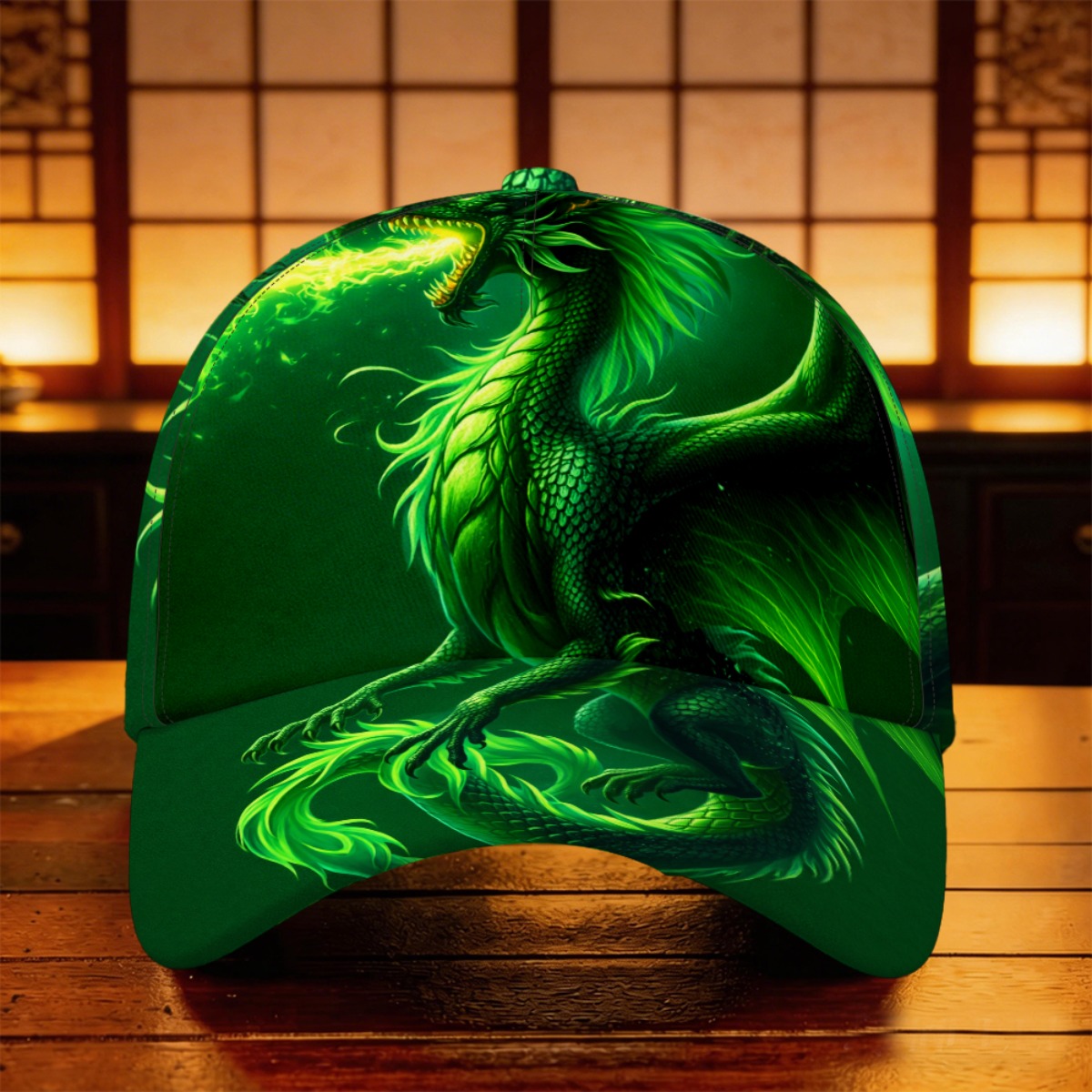 TEMU 1pc Emerald Fire Dragon Baseball Beach Patterned Sports Events Breathable & Lightweight Anniversary Mother's Day Gift Driver Outdoor Sports