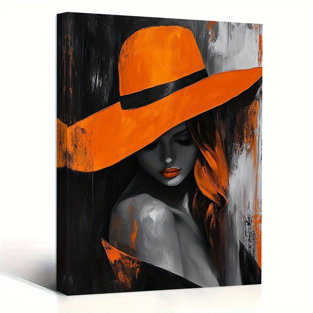 TEMU 2d Flat, 2d Flat, 1pc Wooden-framed Canvas Artwork Ready To Be Hung, Featuring A Painting Of A Woman . This Canvas Decor Is Suitable For Spaces