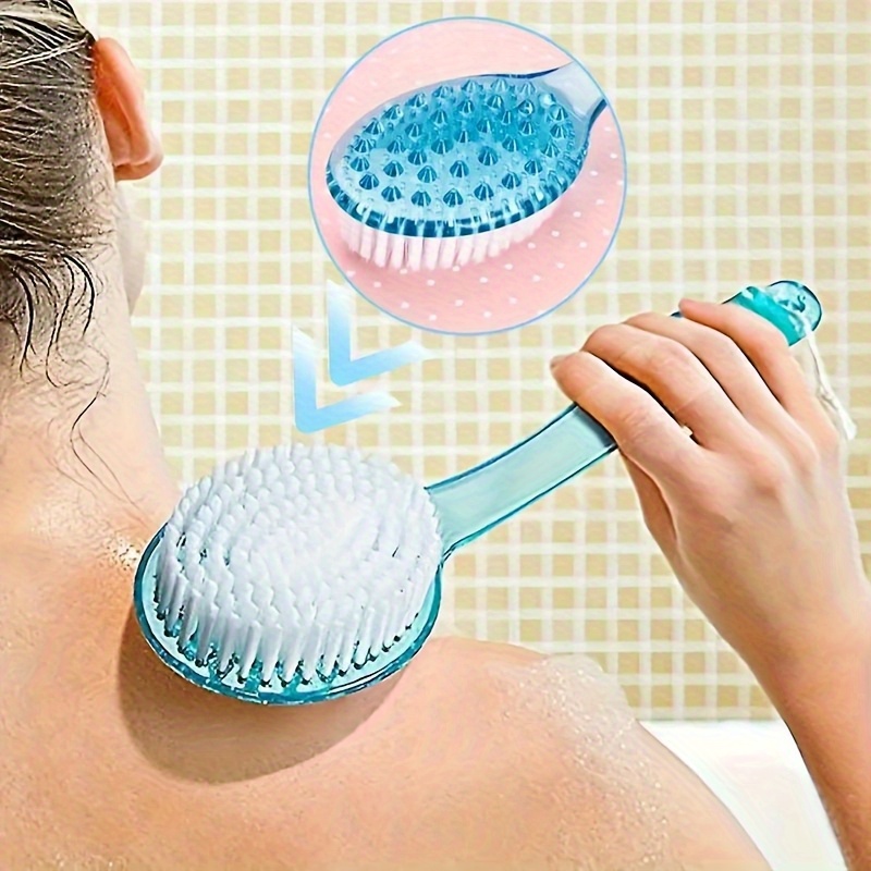 1pc long handle bath brush ergonomic grip for back legs feet   soft nylon bristles non   ideal for   or as a valentines back to school gift no electricity battery needed bath shower scrub tool Product details 1