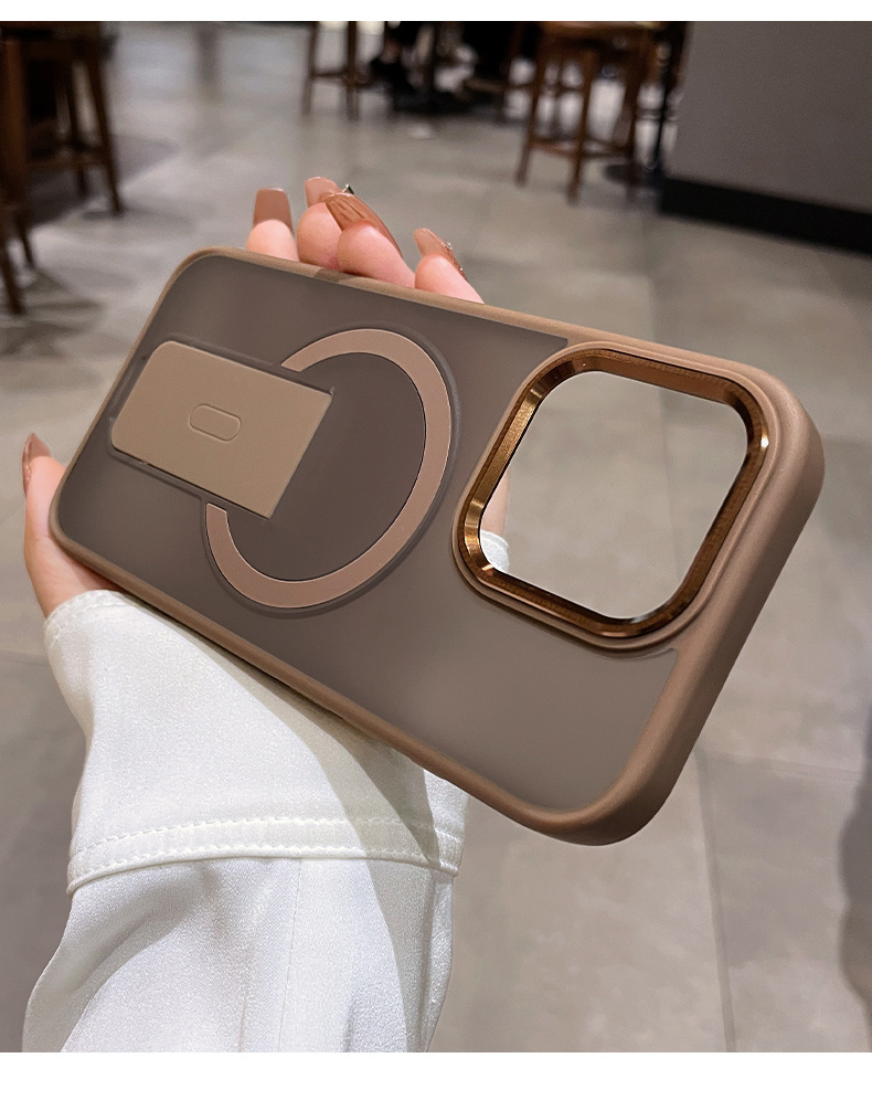 New Stand Compatible with iPhone 16 Pro Max Case Apple 15 Pro New Matte with Stand 14 Pro Max Metal Lens 13 PM Full Protection Anti-drop 12 Pro Magnetic Plus Unisex Simple Case