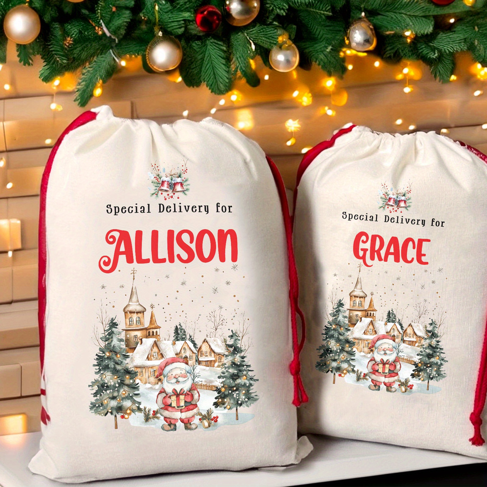Sac Cadeau Réutilisable En Chanvre Géant 50 X 66 Cm Personnalisable - Noël éco-responsable
