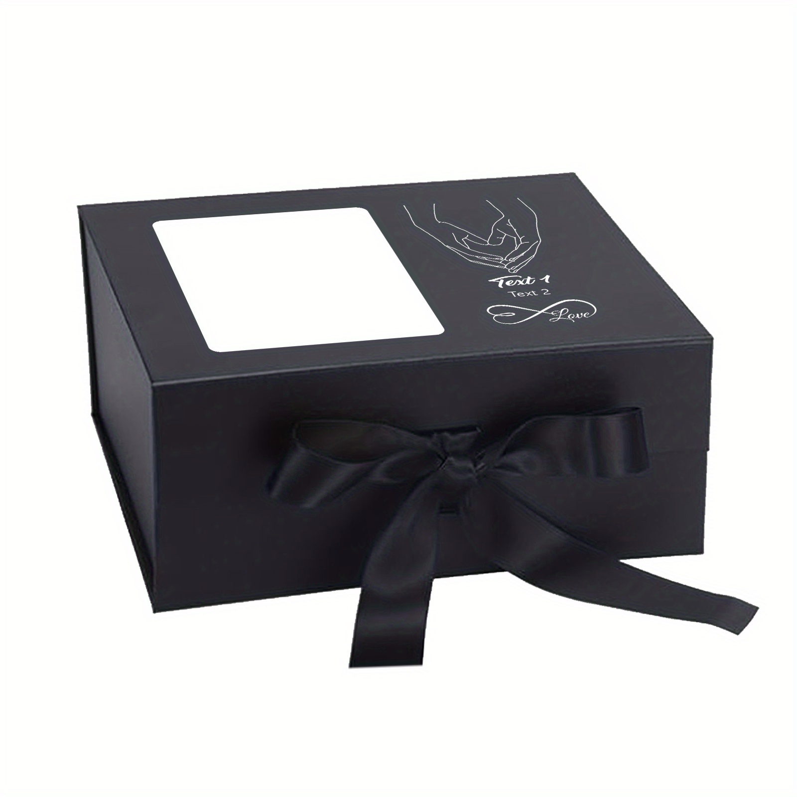 TEMU 1pc, Personalized Gift Box Gift With Customize Photos And Text, Magnetic Gift Decorative Box With Ribbon For Men Women Collapsible Proposal Box