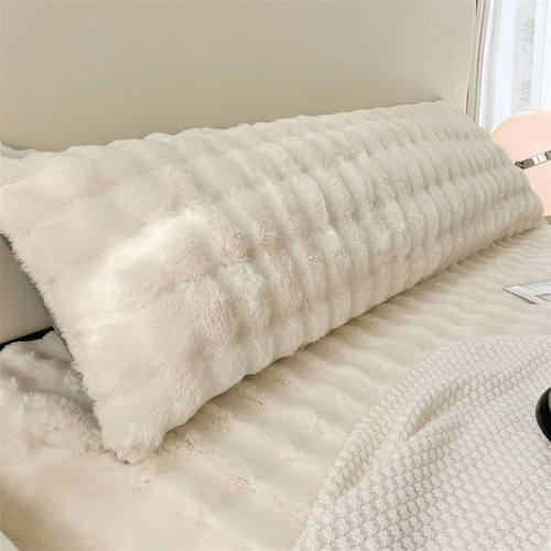 1pc extra long plush pillowcase 48 01x150 01cm 180 01cm soft fluffy faux fur milk velvet zipper closure machine washable modern smooth texture decorative for bedroom ideal gift