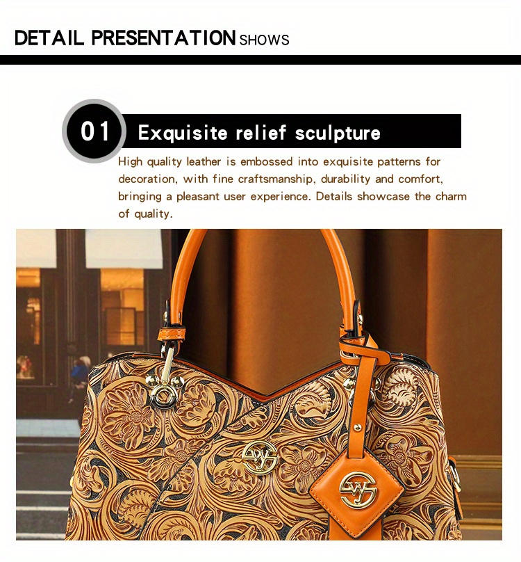 Deep Purple Retro Embossed Handbag bottom detail