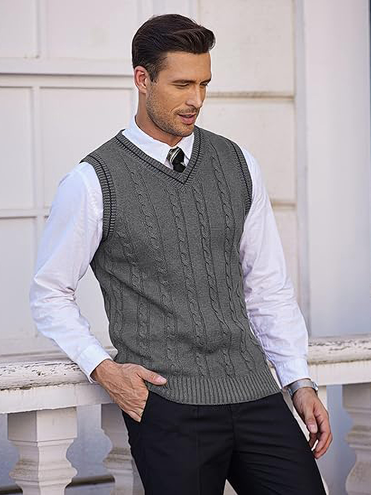 Cable Knit Shirts To Wear Under Sweater Vests V Neck Sweater Vest