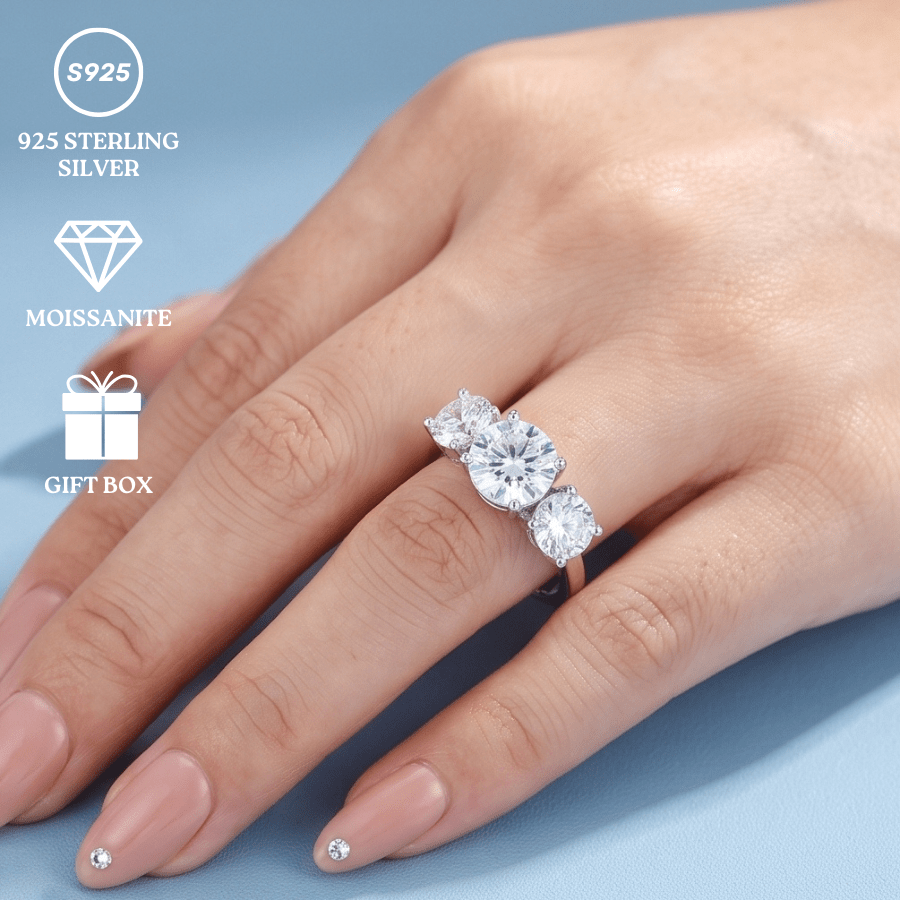 Stylish 2/4 Carat White Moissanite Ring, 925 Silver