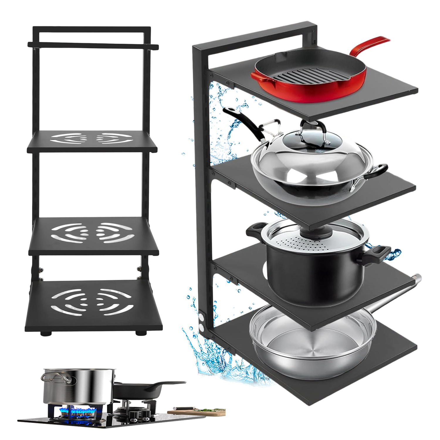 Cabinets Under Pots And Pans Storage Rack, Sink Under Heavy Pots And Pans Storage Rack, Pot Lid Storage Rack, Kitchen Cabinet Storage Rack With 4 Adjustable Layers, Shelves