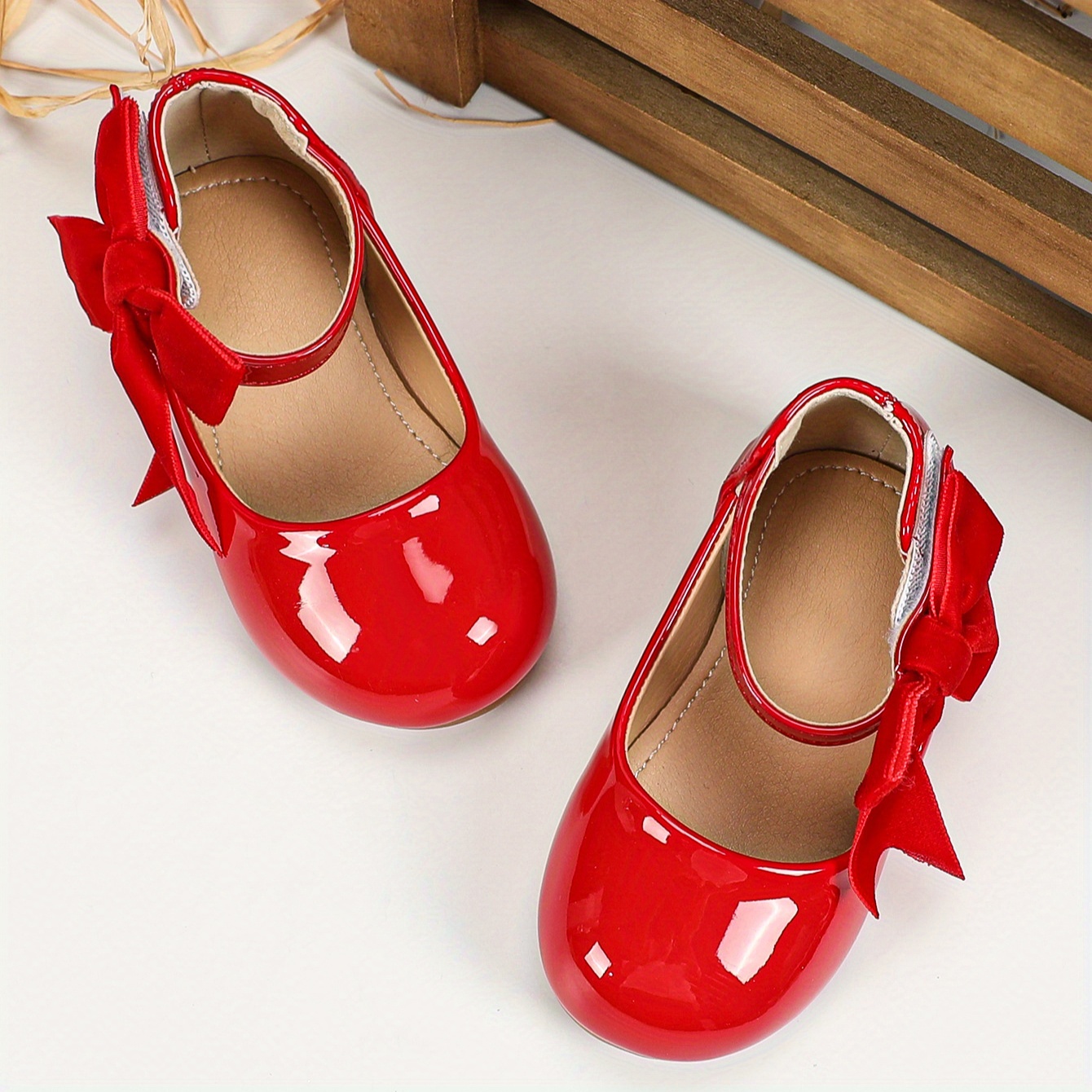 Meisjes Casual Schattige Mary Jane Schoenen, Effen Kleur, Lichtgewicht, Slijtvast, met Strikdetail, Verstelbare Band