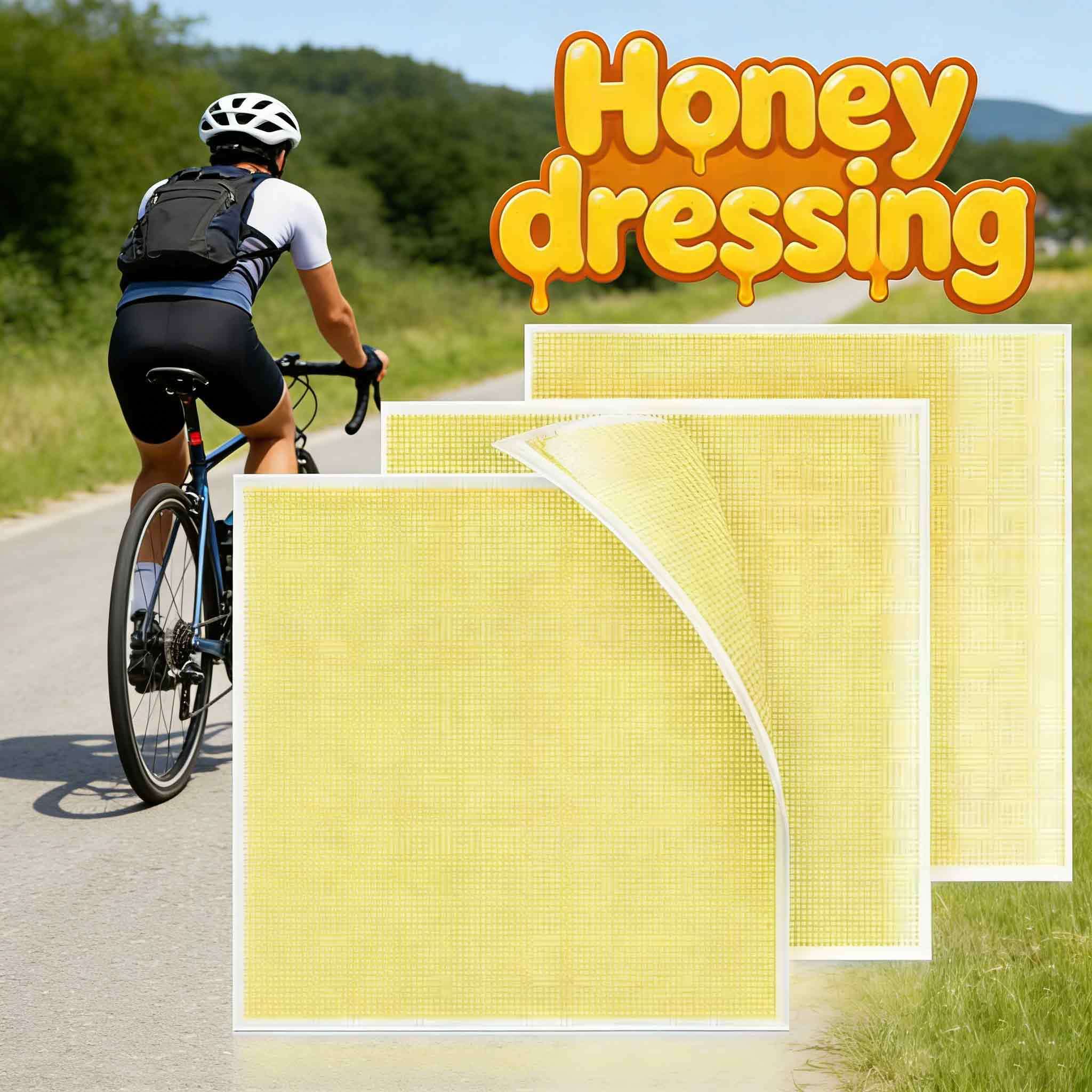 Wound Honey Dressing Foam Bandages, Honey Bandage Wound Care Pad, Adhesive Border 10.16cm'x10.16cm' Breathable Bed Pressure Dressing, Protective Padding, Foam Cushioning, Soft Foam Patches, Smooth Texture