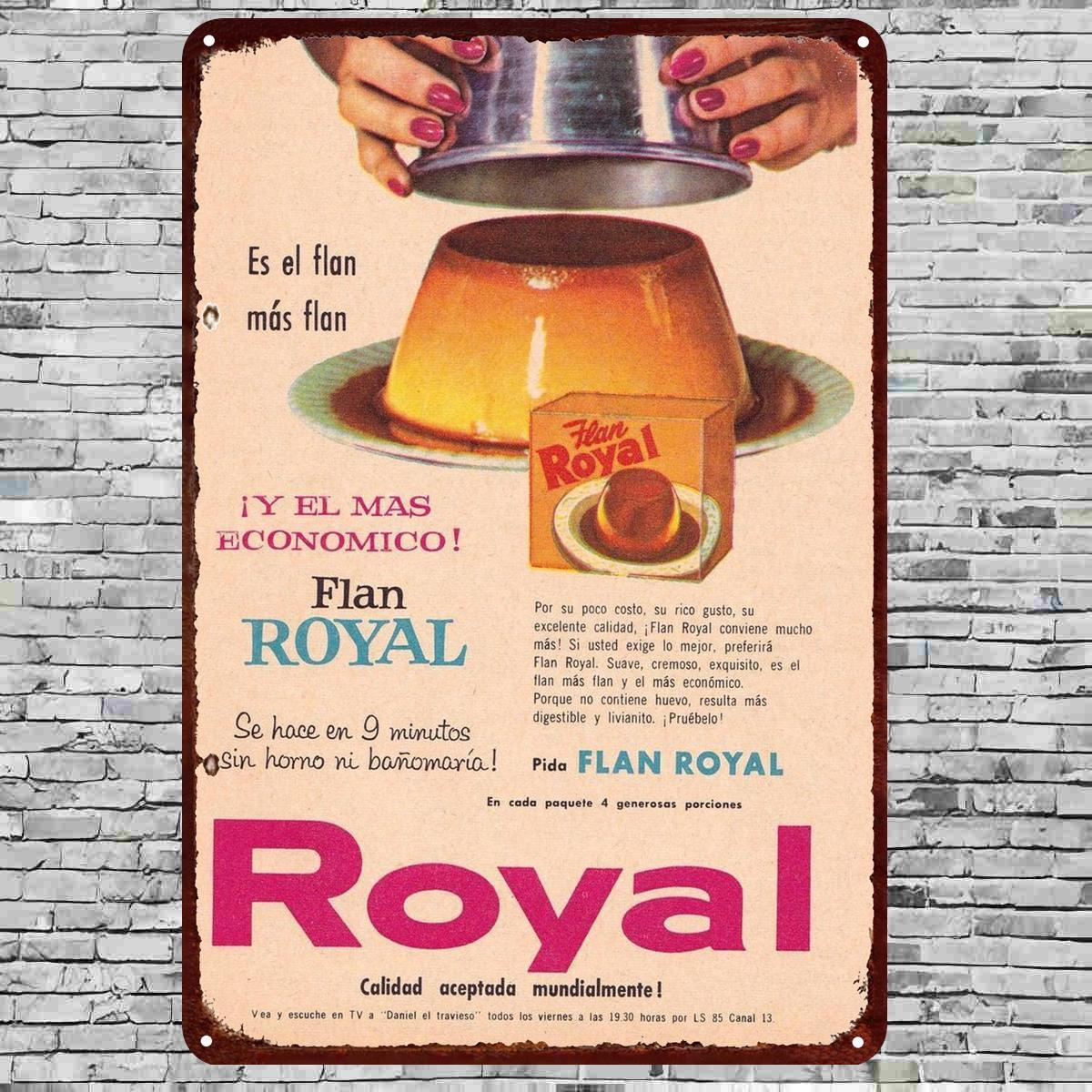 TEMU Póster 2D de 1 pieza, de lata de flan – Impresión retro de postre español de 8×12 pulgadas