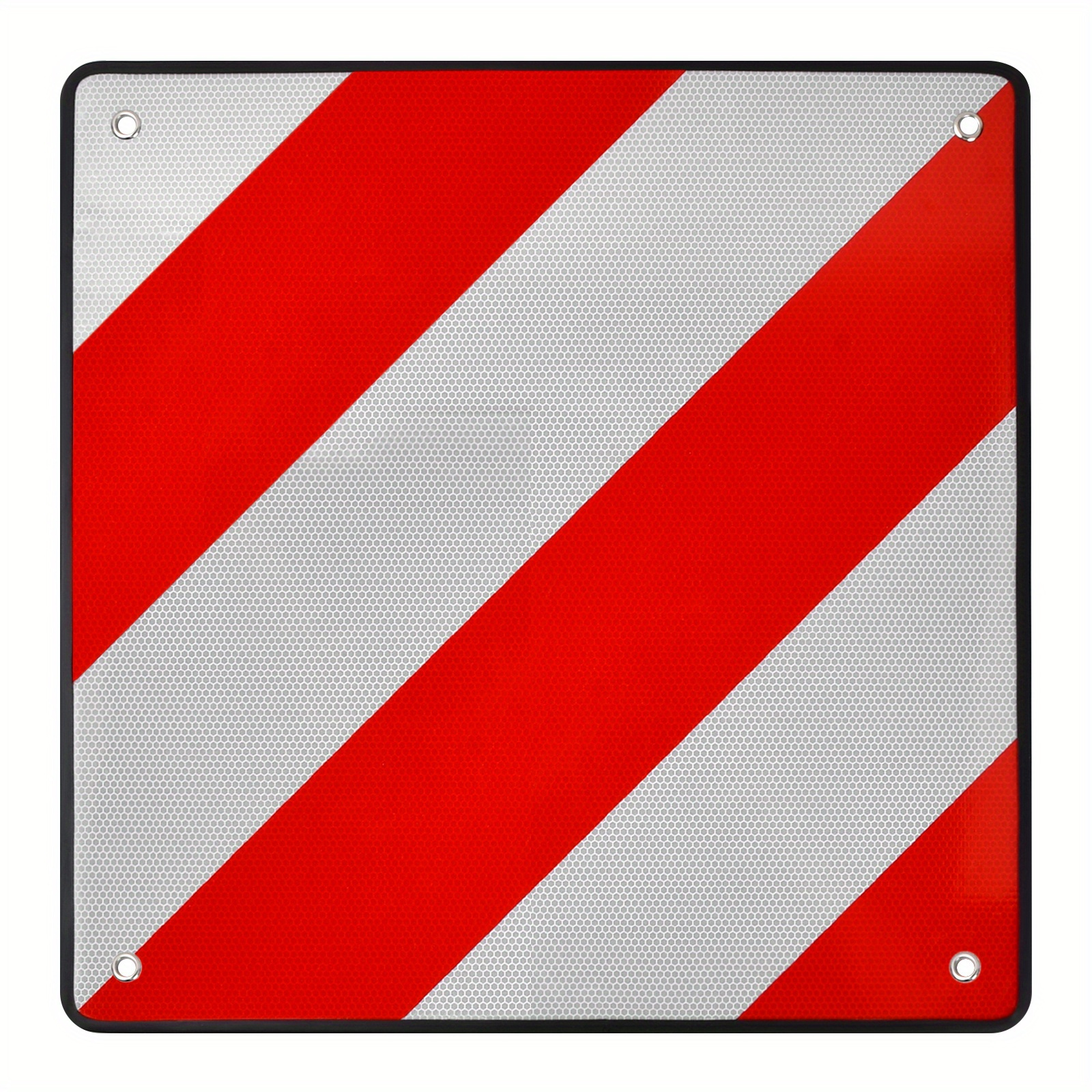 Image of Reflective Pvc Safety Sign - 2-in-1 Red And White Striped Warning Panel, 50x50cm - Ideal For Rvs, Bicycles, And Caravans, Catime, Italy Spain Portugal, Rear