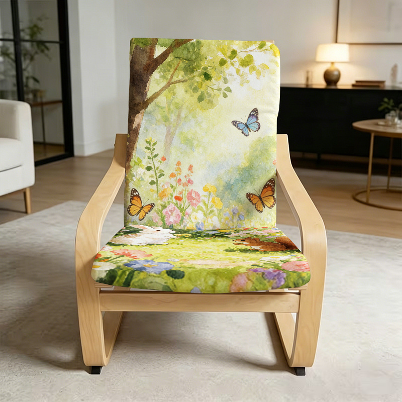 TEMU Coprisedia a sedia a sdraio 1 pz con motivo animali da giardino primaverile, compatibile con copricuscino per sedia , chiusura estensibile, per