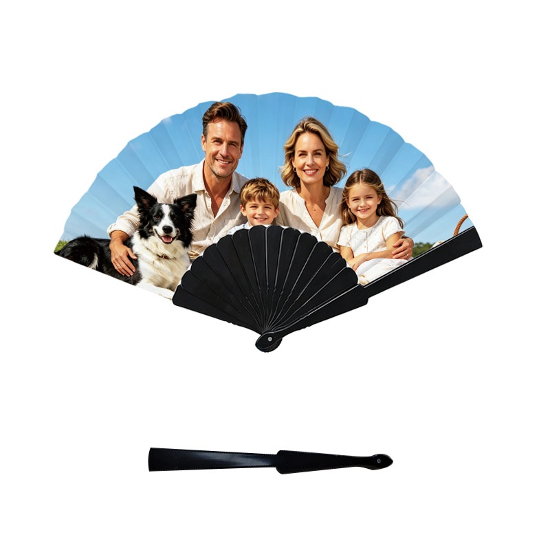 TEMU 1pc Custom Handheld Plastic Folding Fan Suitable For Outdoor, Travel & Summer Use - Lightweight Portable Fan With Folding, Compact For Fashion