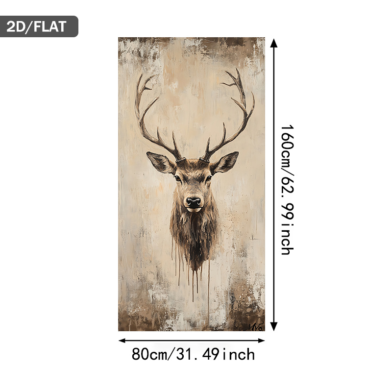 TEMU 1pc Modern Abstract Deer Head Wall Art - Frameless Deer Portrait Painting, Deer Head Canvas Print 31.49"x62.99" (80x160cm) For Living Room & -