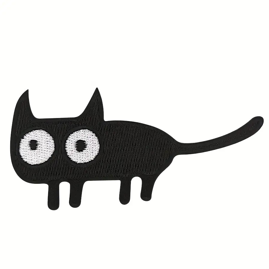 TEMU 1 Pack Cute And Fun Black Cat Embroidered Patch, Cat Patch, Cat Enthusiast Patch, Animal Patch, Iron-on, Suitable For Jackets, Backpacks, Hats,