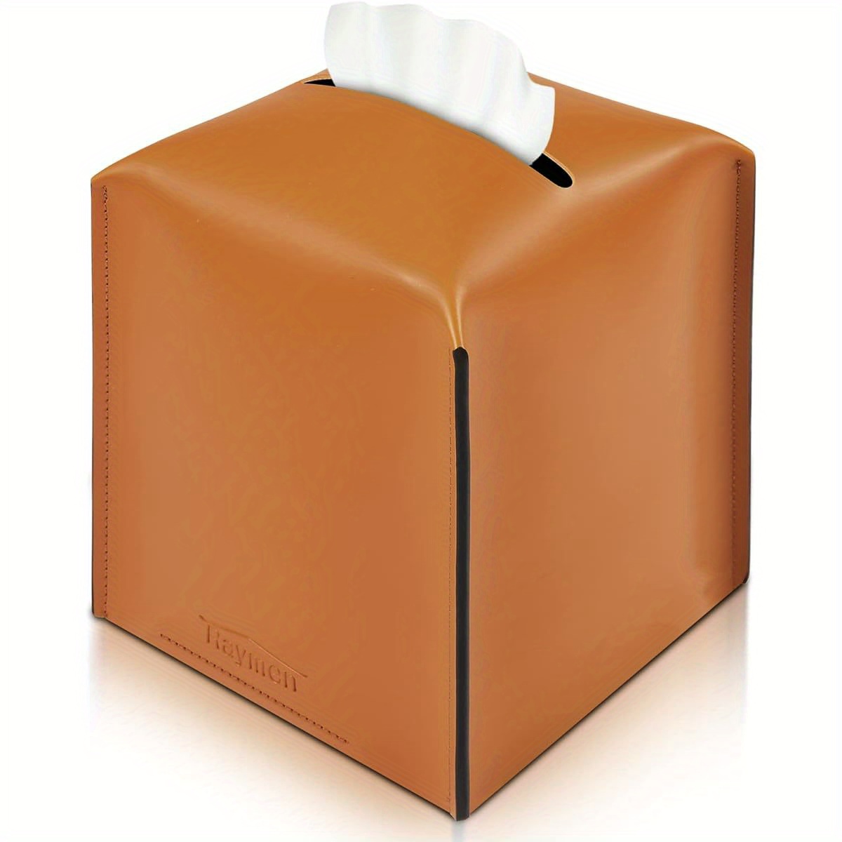tissue box cover modern   leather square tissue box holder decorative holder organizer for bathroom vanity countertop night stands office desk car 5 x5 x5 3 tan Product details 3