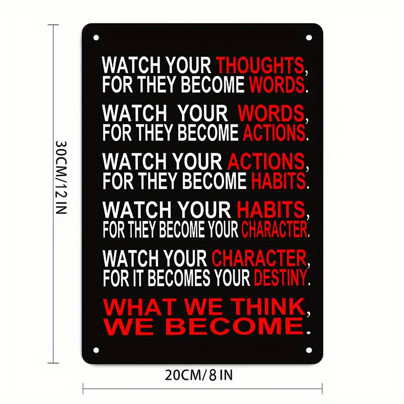 TEMU 1pc Inspirational Metal Wall Art Sign With "" Motivational Quote - & Decor, & Durable Aluminum 8x12 Inches (20x30cm) For Home, Office, Living