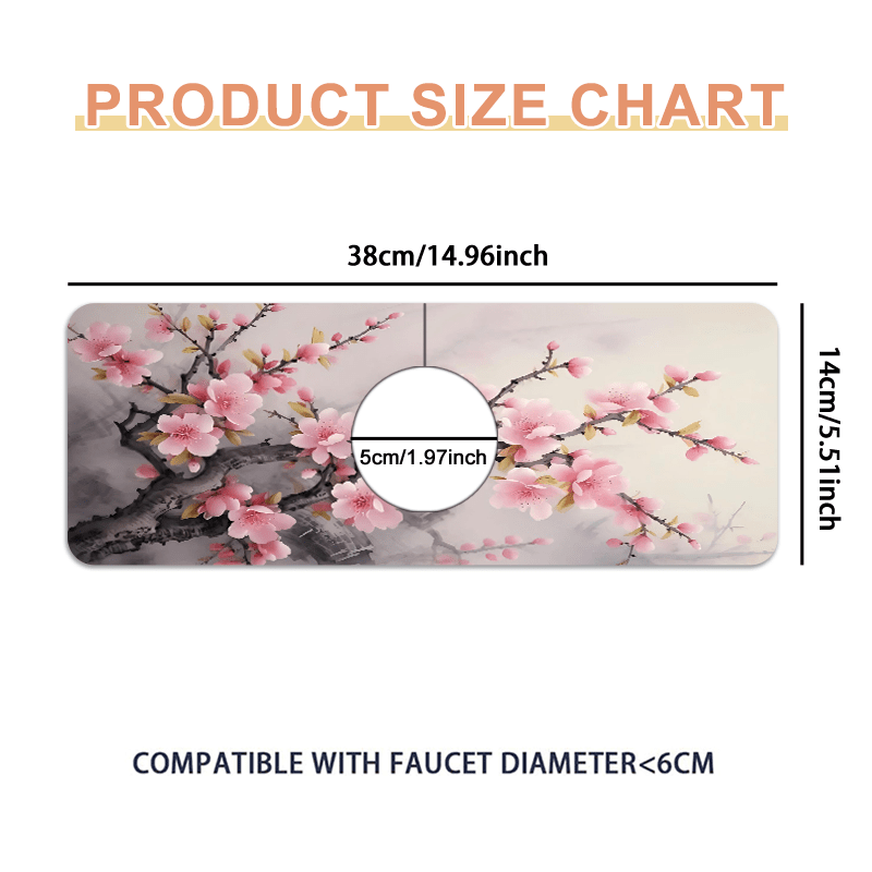 Image of Painting Faucet Draining Mat And Sink Splash Guard Pad: Elegant , Quick-dry, Non-slip, Fit For Kitchen, Bathroom, Cafe, And Housewarming Gifts