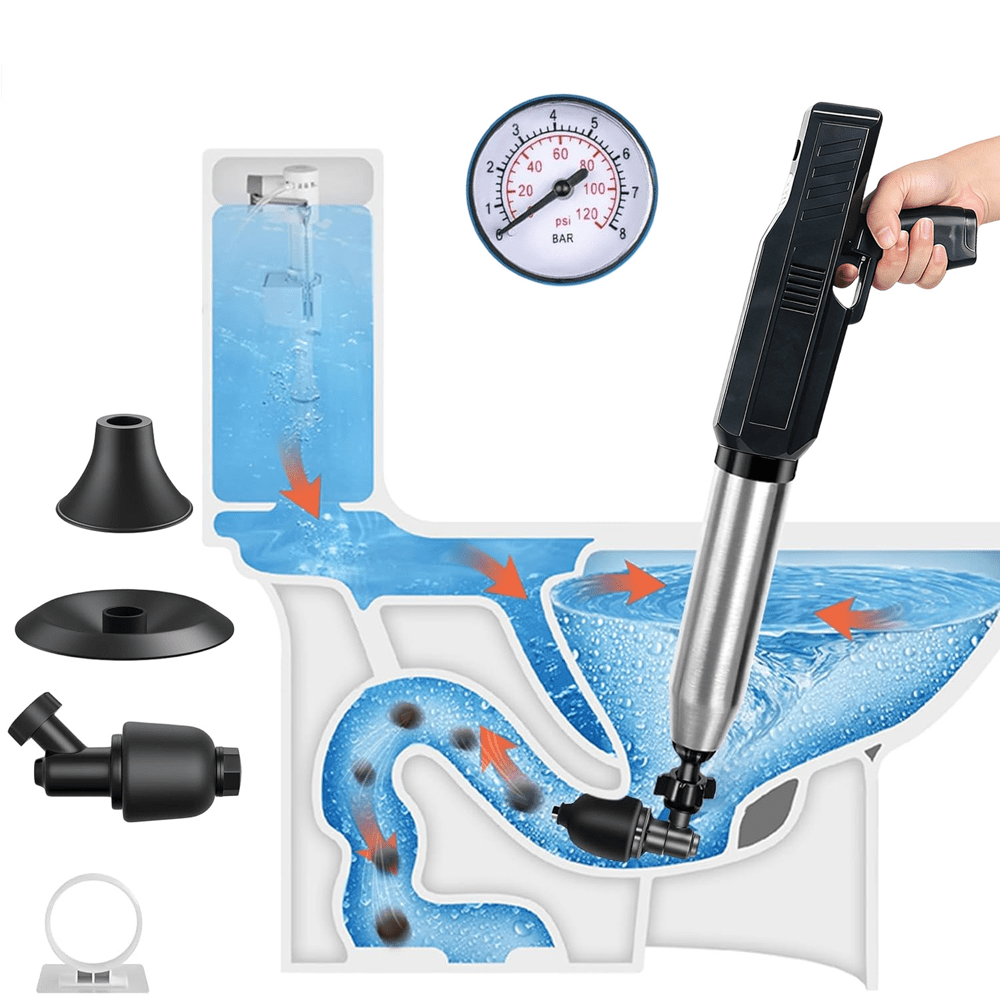 Adjustable Pipeline Dredging Accessory Equipped With 3 Conversion Heads, Practical Tool For Toilet Shower Room Sink And Home Pipeline Maintenance