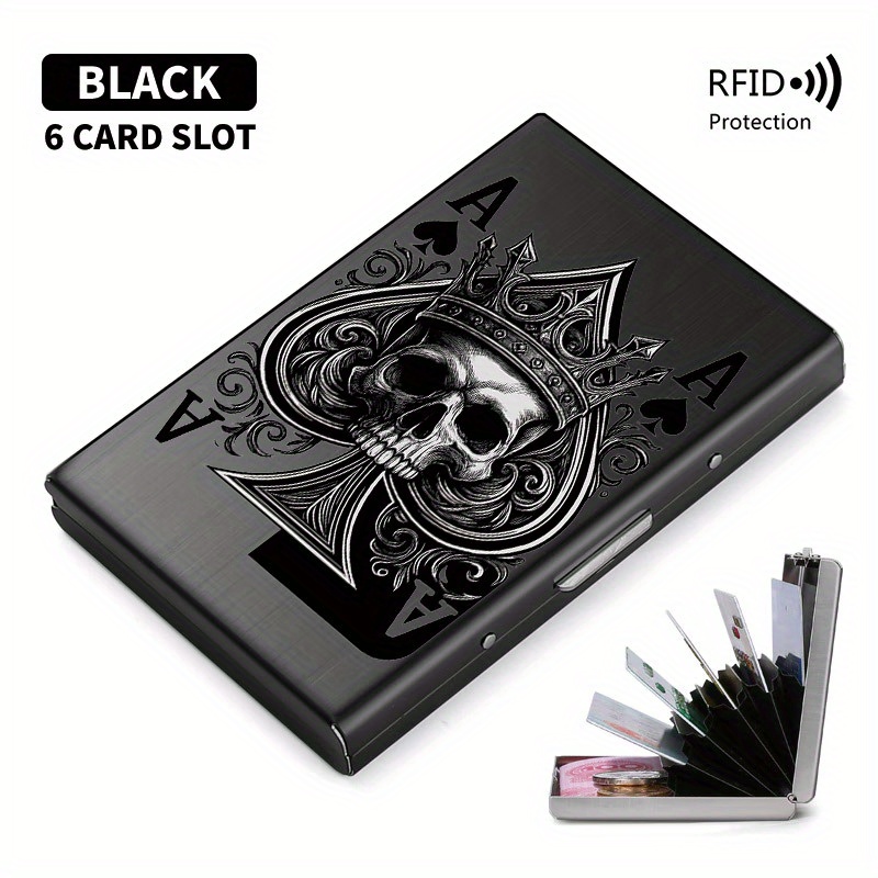 E-shop Pik-Ass Design - Ultraflacher RFID-blockierender Metall-Kreditkartenhalter, langlebig kompakt Unisex-Geldbörse, sichere Kartenaufbewahrung,