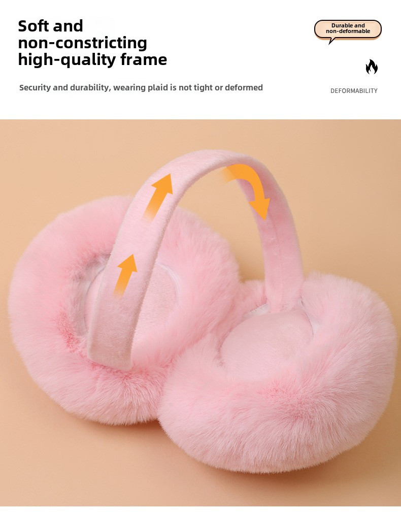 Winter Warmth Knit Fabric Earmuffs, Polyester Fuzzy Ear Warmers, Foldable Ear Protection, Fitted Style, with Hand Wash Only for Winter details 4