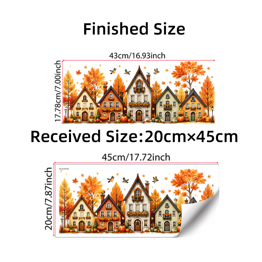 TEMU Autumn Static Cling Window Sticker, Glass Sticker, Double-sided Reusable Decal, Fall Maple Leaf Pumpkin Bird Pattern, Autumn Decor For Clear