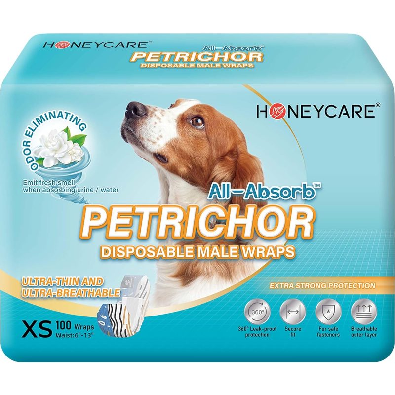 All Absorb Petrichor Male Dog Wrap, Smell Disposable Diapers, Small, White, Count