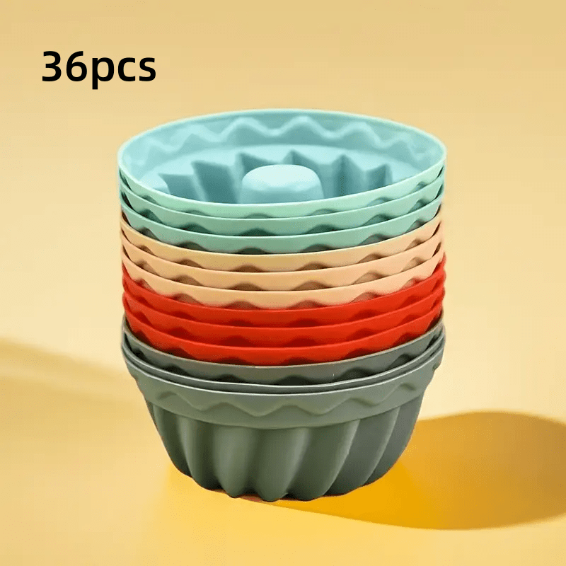 Image of 36pcs Silicone Mini Brownie Baking Cups - , Heat Resistant, Reusable Cake Molds For Cupcakes And Desserts - Perfect For Halloween, Christmas, Easter, Valentine's, Mother's Day, Random Color