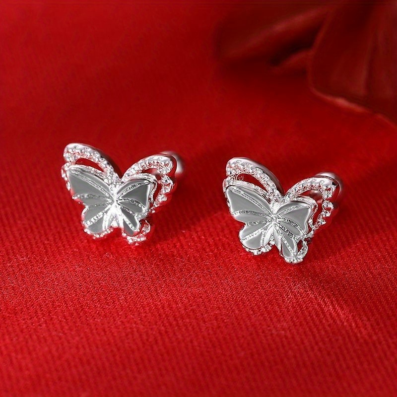 

Elegant And Minimalist Silvery Earrings, Hollowed Out Pattern, Women' Jewelry, Suitable For Daily Gift