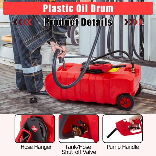 gallon hdpe wheeled portable with manual siphon pump nozzle leakproof fuel caddy for lawn equipment oil