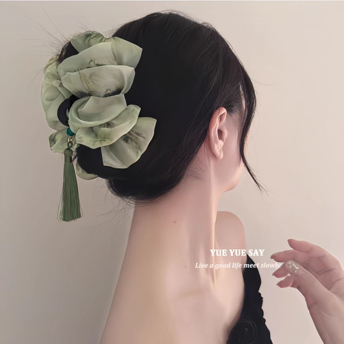 TEMU ヴィンテージ タッセル メッシュ ヘアクリップ 新中華風 ト ファッション クリップ 旅行用ヘアピン