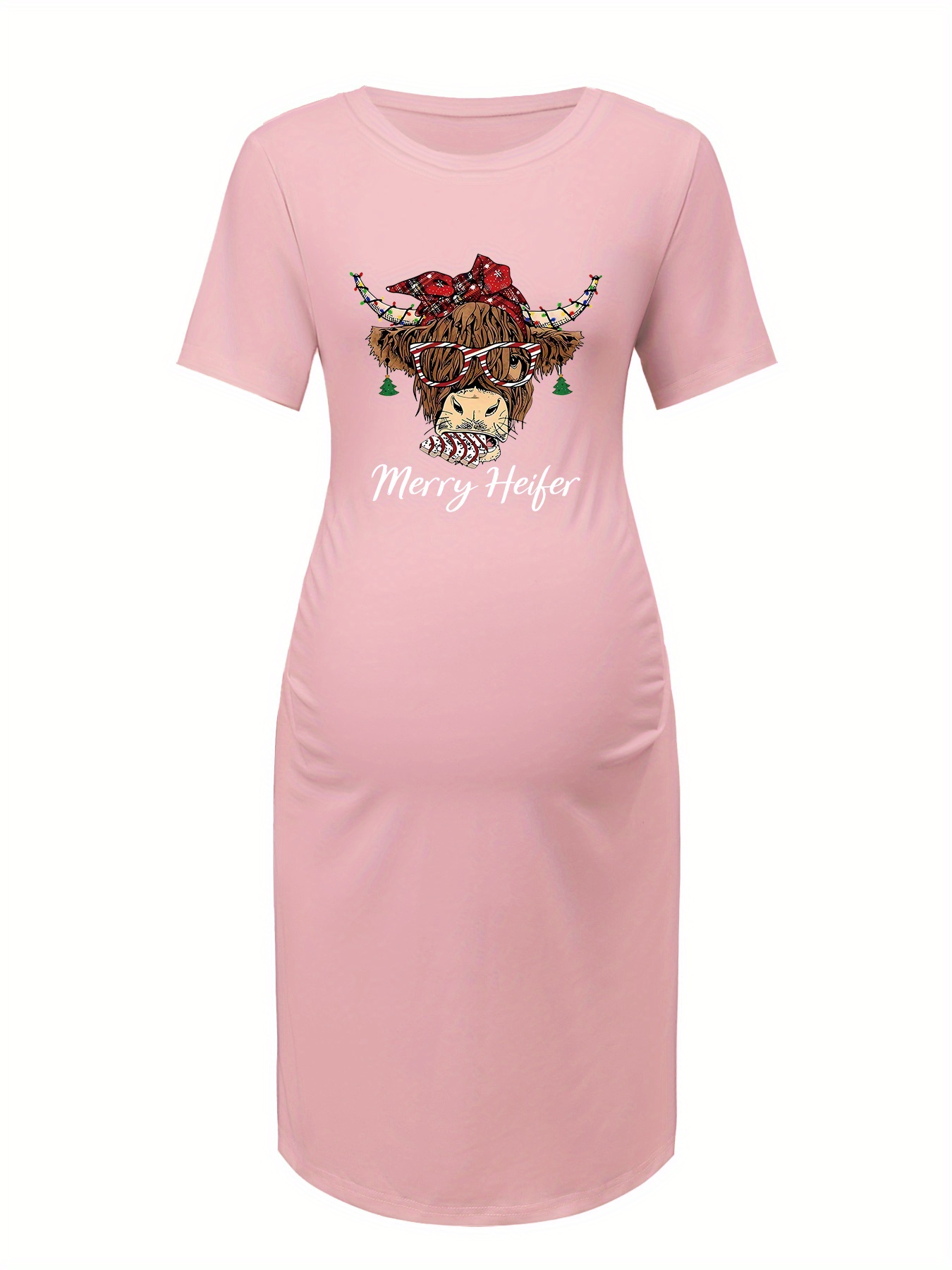 womens maternity t shirt dress festive highland cow in - Temu New Zealand