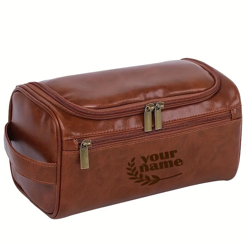 TEMU Trousse de toilette personnalisée pour hommes, Trousse de voyage en similicuir personnalisée, Organisateur de voyage pour d', Cadeau